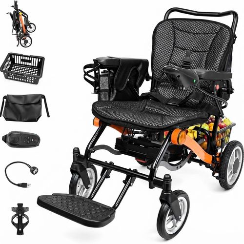 Foldable Electric Wheelchair, 25-Mile Range