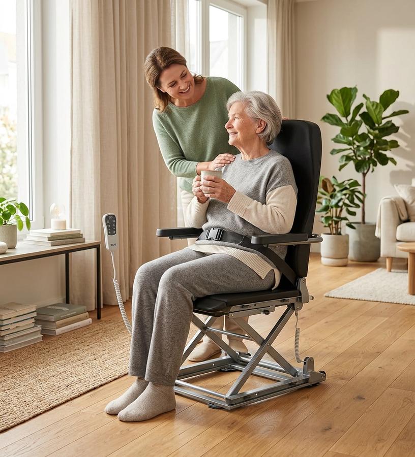 Smart floor lift chair with ergonomic backrest