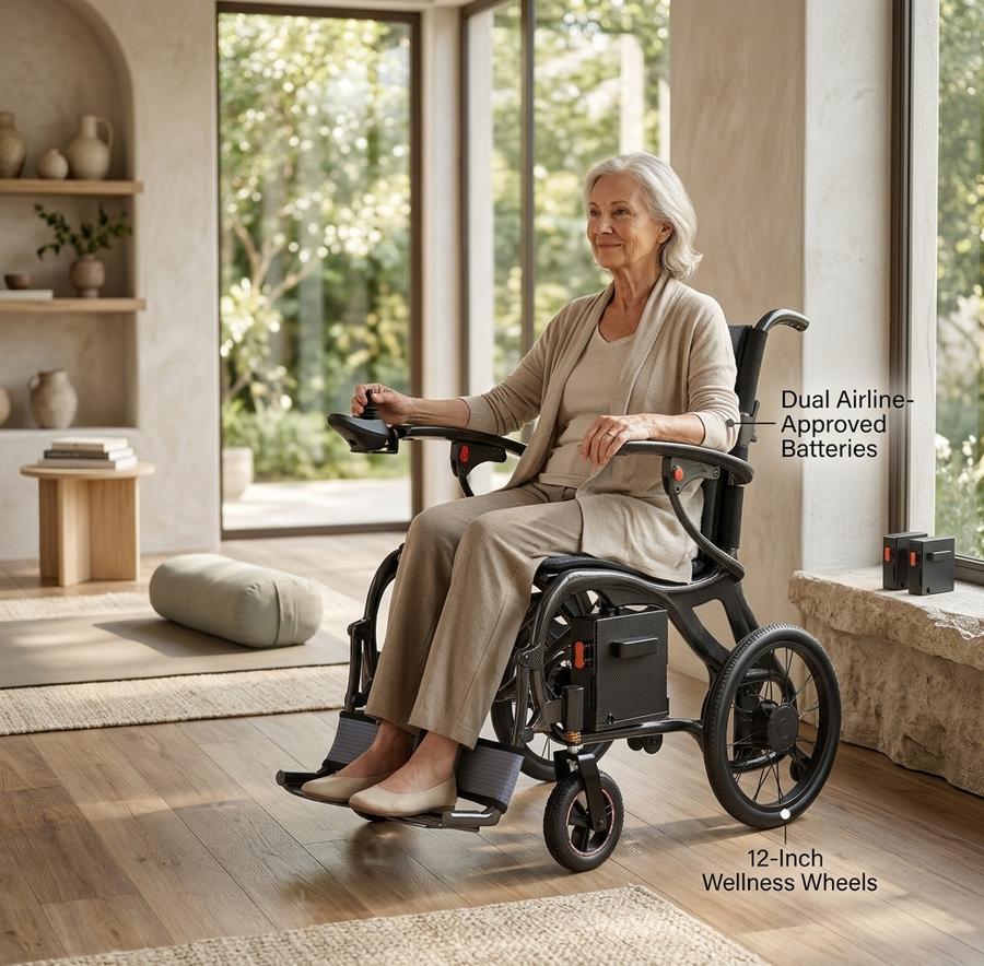 Carbon fiber electric wheelchair outdoors